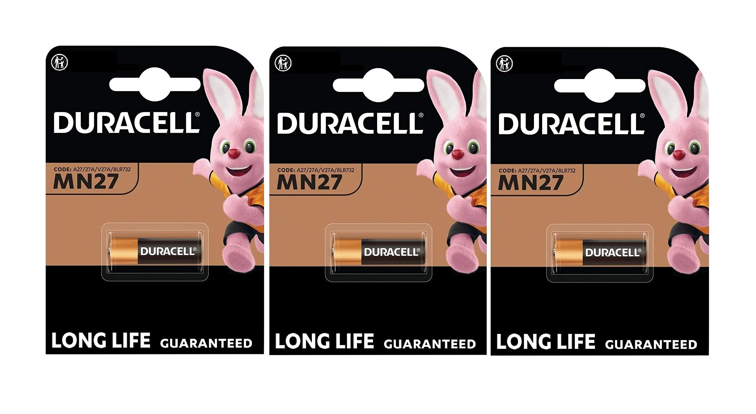 3X Duracell MN27 27A A27 8LR732 (3 Blister Packs of 1 Battery) 3 Batteries