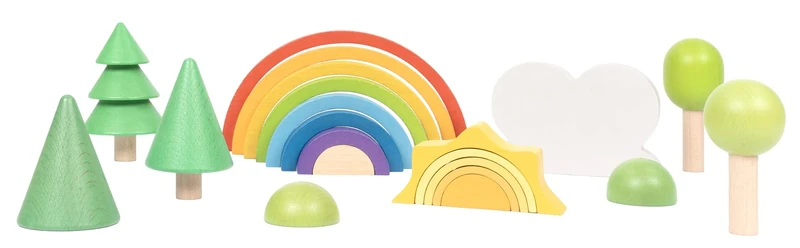 Rainbow land with sun and trees