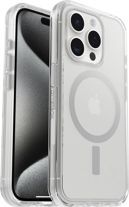 OtterBox iPhone 15 Pro (Only) Symmetry Series Clear Case - (Clear), snaps to MagSafe, ultra-sleek, raised edges protect camera & screen