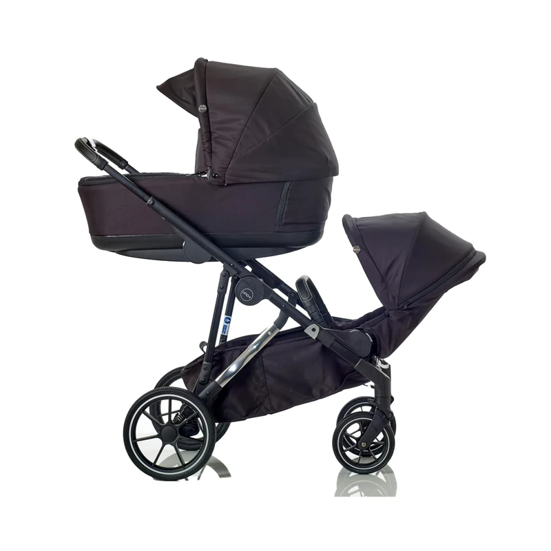 Mee-go UNO+ 2-in-1 Pushchair & Carrycot, Single to Double Convertible Stroller, All-Terrain Wheels, Compact Fold, Newborn Carrycot & Reversible Toddler Seat, with Raincover, Insect Net & Cup Holder
