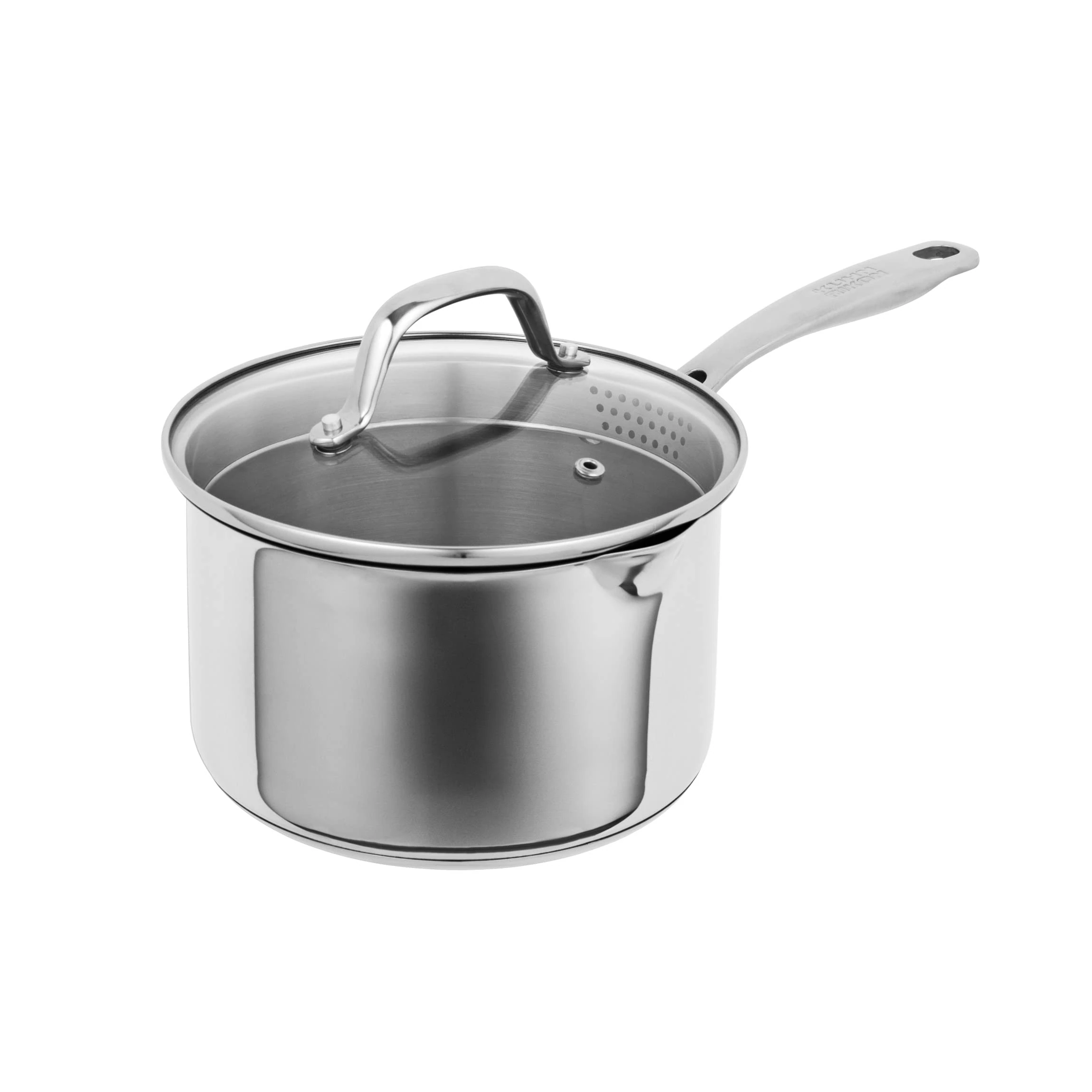 Kuhn Rikon Allround Plus 18/10 Stainless Steel Saucepan with Glass Draining Lid, Riveted Stay-Cool Handle & Two Pouring Spouts - 20cm/3.7L. Suitable for All Hobs (Including Induction) & Oven Safe