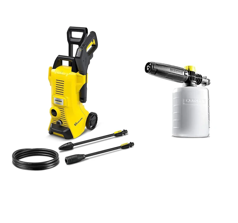 Bundle of Kärcher K 3 Power Control high pressure washer: Intelligent app support - for effective cleaning of everyday dirt + Kärcher FJ6 Foam Nozzle - Pressure Washer Accessory