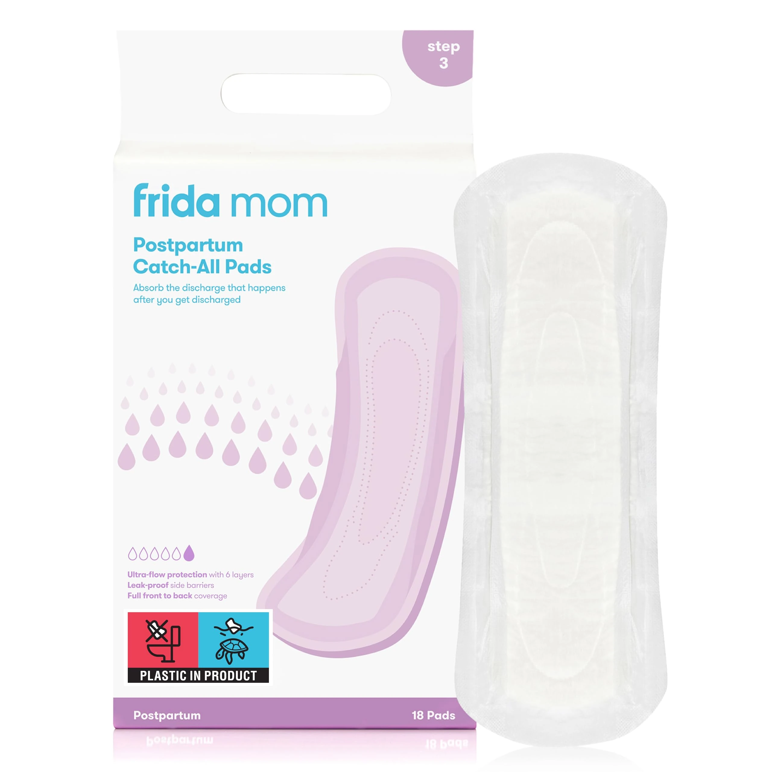 Frida Mom Postpartum Pads, Leak Proof Feminine Care Maxi Pads, 6 Layers of Protection for Maximum Absorbency (18ct)