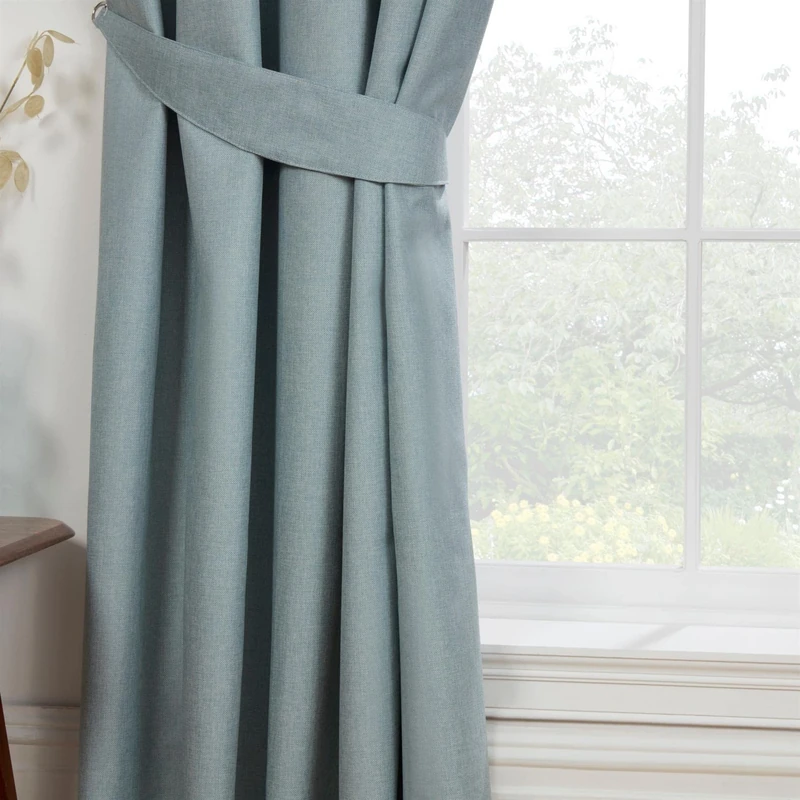 Sundour Eclipse Blackout Pencil Pleat Curtains Duck Egg Blue 66x90 Fully Lined Curtain Pair