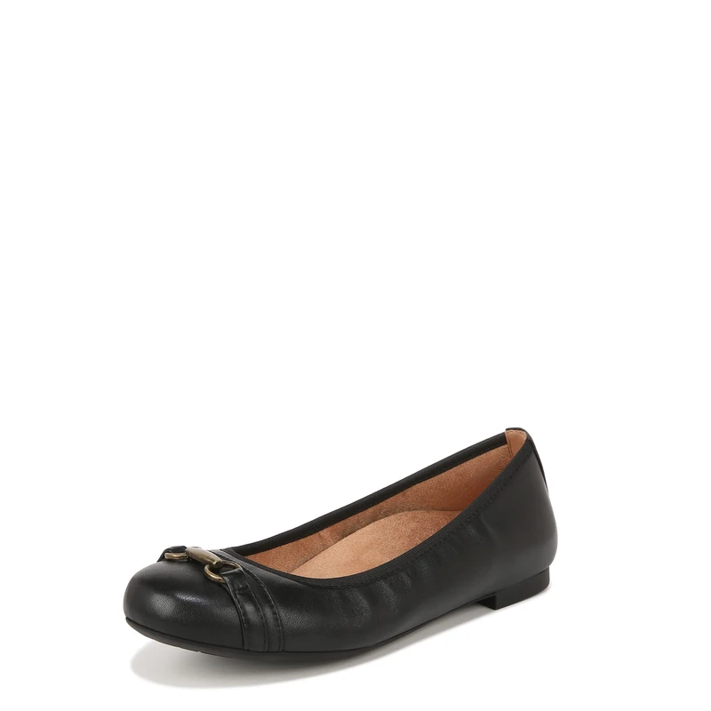 Vionic Women's Ballet Flats - Delanie, Black Leather, UK 4, Medium Fit