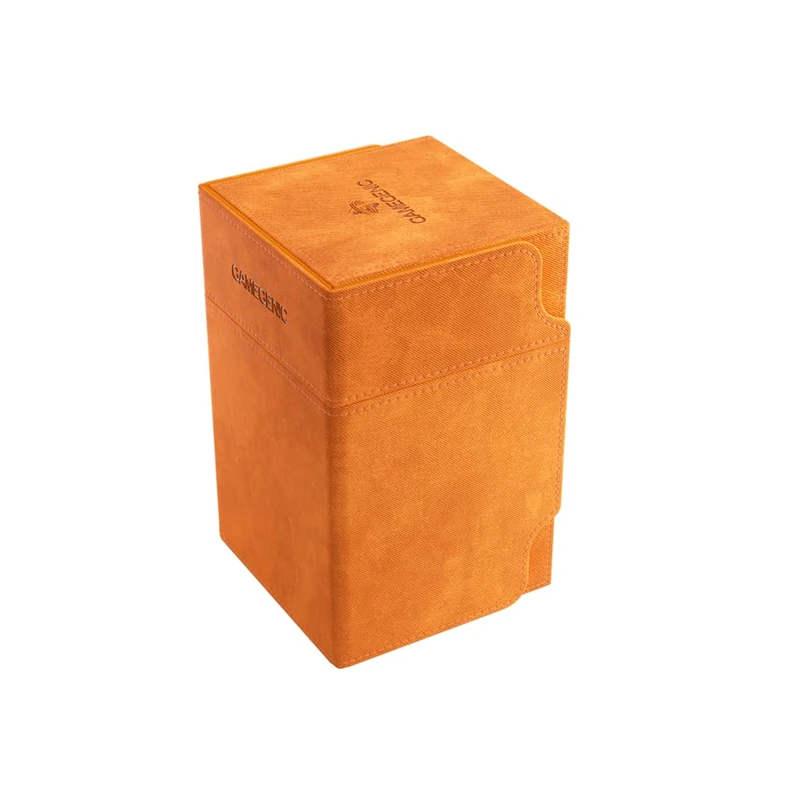 Gamegenic Watchtower 100+ XL Convertible Deck Box | Double-Sleeved Card Storage | Card Game Protector | Nexofyber Surface | Holds Up to 100 Cards | Orange Color | Made - Image 1
