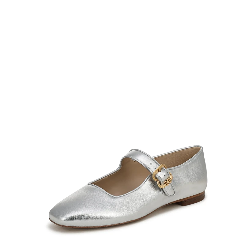 Sam Edelman Shoes for Women - Michaela Mary Jane Flat Medium Fit Soft Silver UK 6