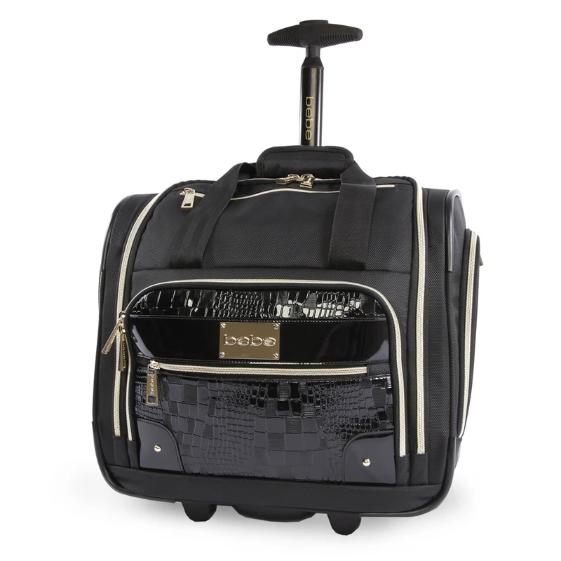 Bebe Women's Danielle-Wheeled Under The Seat Carry on Bag, Croc Black, One Size, Danielle - Wheeled Under The Seat Carry on Bag