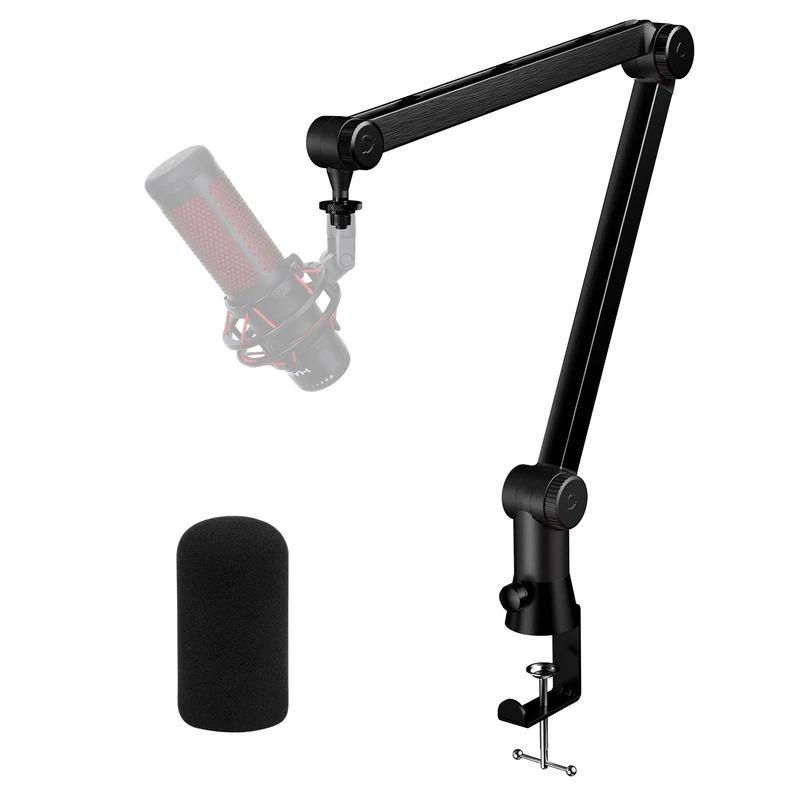 SUNMON Boom Arm for HyperX QuadCast, Adjustable Metal Suspension Stand with Pop Filter, Heavy Duty Boom Arm, Hidden Cable Management & 3/8" to 5/8" Adapter for Most Microphones - Image 1