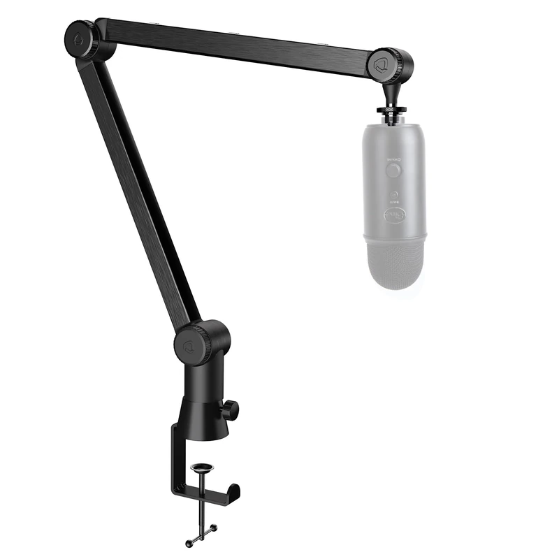 SUNMON Boom Arm Compatible with Blue Yeti, Microphone Stand with Cable Management Channel, Fully Adjustable, Heavy Duty Metal Mic Stand with Desk Mount Clamp & 3/8” to 5/8” Adapter