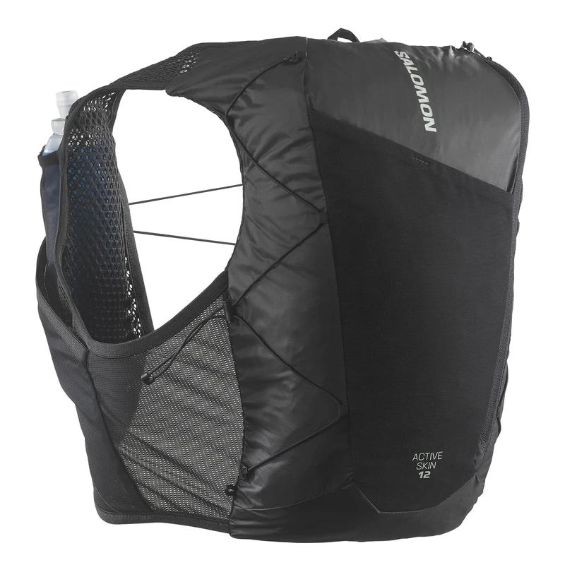 Salomon Active Skin 12 Unisex Running Vest Hiking Trail With Flasks Included, 12L, Easy Hydration, Precision Fit, and Optimized Storage