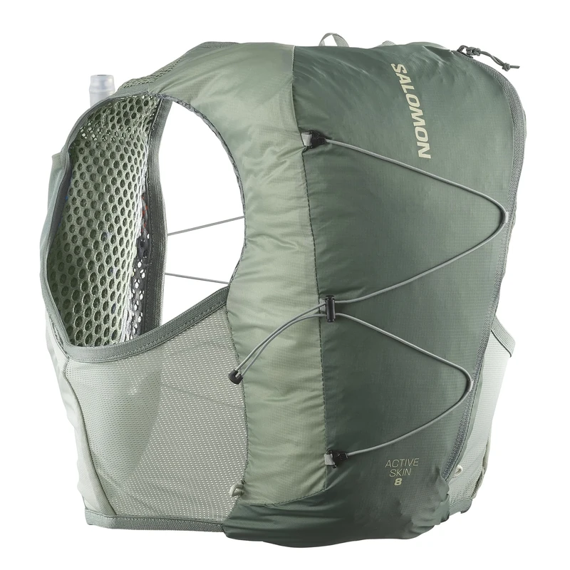 Salomon Active Skin 8 Unisex Running Hydration Vest Hiking Trail With Flasks Included, Easy Hydration, 8L Precision Fit, and Optimized Storage