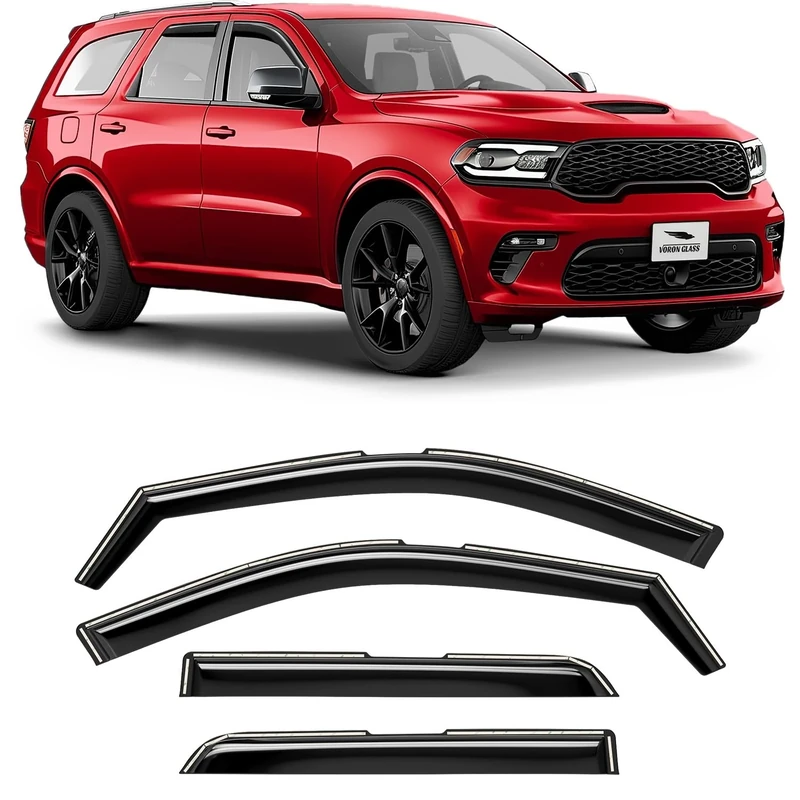 Voron Glass in Channel Extra Durable Rain Guards for Dodge Durango 2011-2024 Window Deflectors, Vent Window Visors, 4 Pieces - 200486