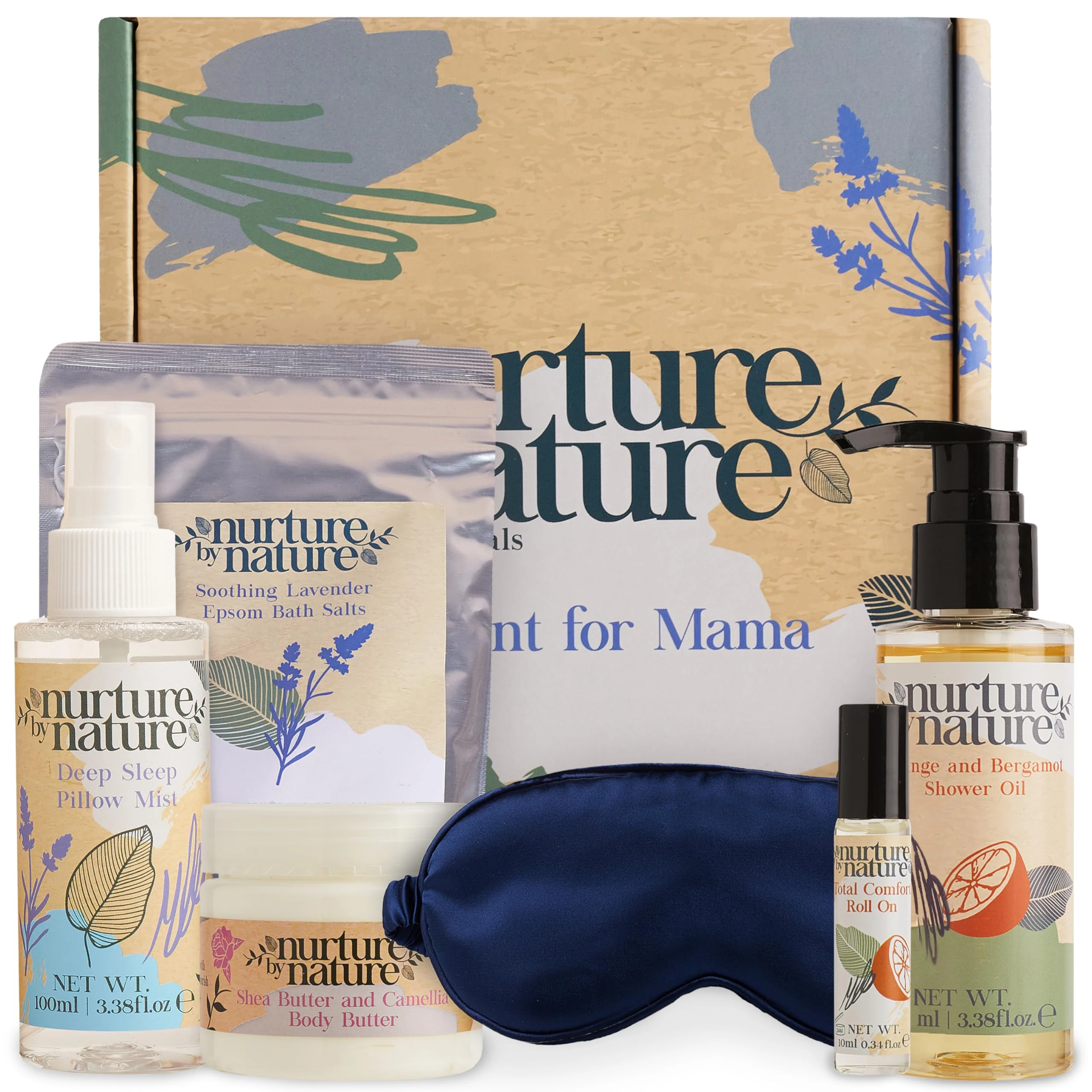 Nurture by Nature 'A Moment for Mama' Gift Set – Pamper Gifts for Women, 6-Piece Spa Gift Set for Mum, Bath and Relaxation Hamper, Christmas Gifts for Mum, Perfect Christmas Gifts for Women