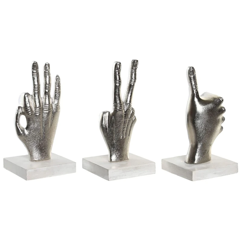 DKD Home Decor Decorative Figure Silver 10 x 10 x 20 cm (3 Units)