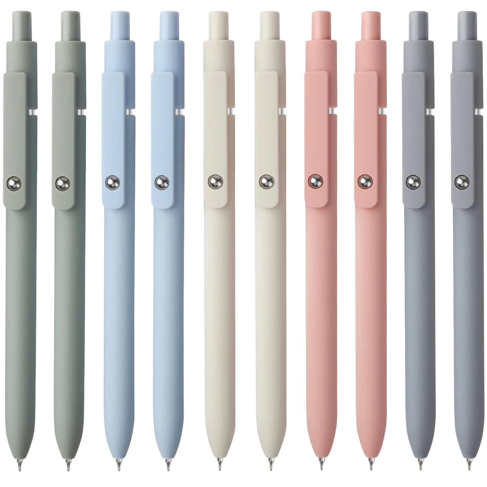 FIOVER Gel Pens, 10pcs 0.5mm Black Ink Quick Dry Fine Point Pens for Journaling, Note Taking, School, Office, Home (Morandi)