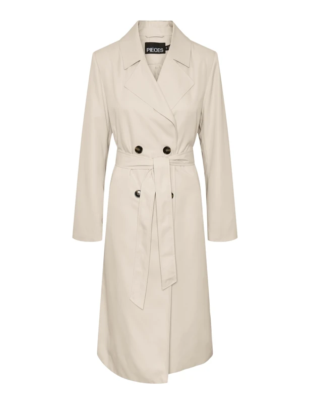 PIECES Women's Pcscarlett Ls Noos Trench Coat, Silver Gray, S
