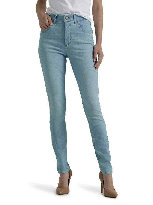 Lee Women's Ultra Lux Comfort with Flex Motion High Rise Skinny Jean, White Veil, 10
