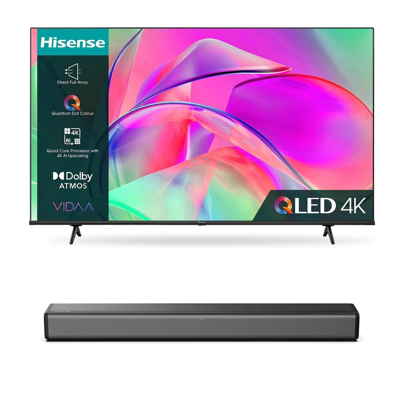 Hisense 4K QLED TV E77K and HS214 with Built-in subwoofer, Dolby Audio