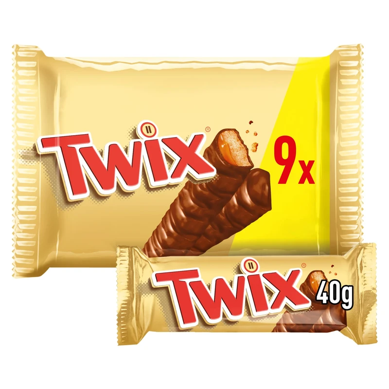 Twix Chocolate Bars, Caramel & Milk Chocolate Biscuits, 9 x 40g Multipack, Perfect for Gifts, Ideal for Snacks