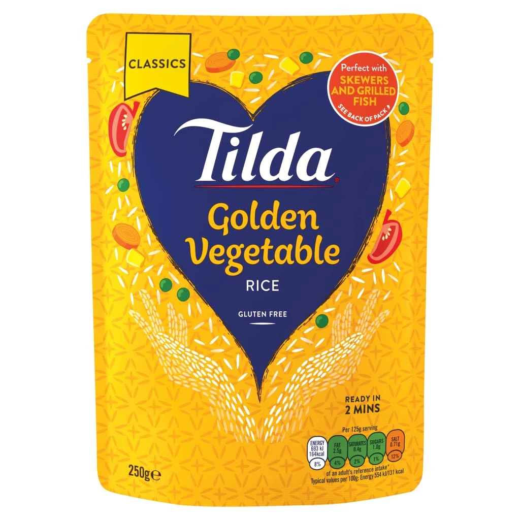 Tilda Microwave Golden Vegetable Long Grain Rice 250g