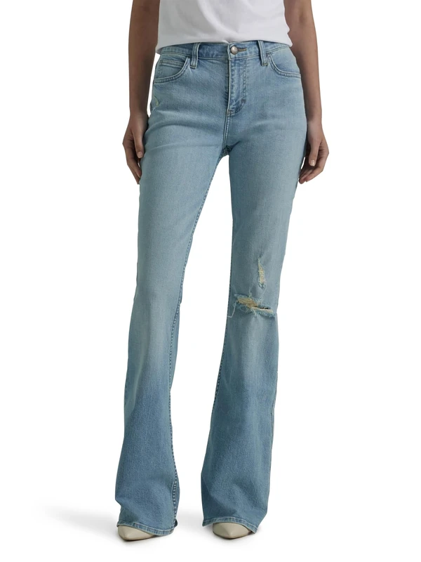 Lee Women's Legendary Mid Rise Flare Jean, Morning Veil Dx, 12 Short