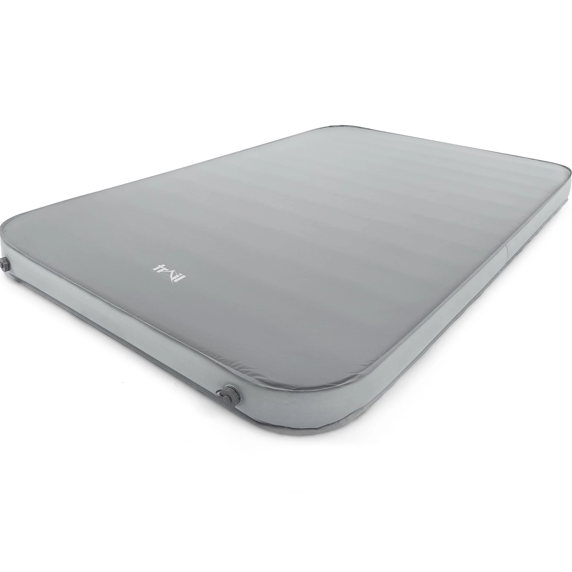 Trail Outdoor Leisure Double Self Inflating Camping Mat, Deluxe Inflatable Air Mattress, Memory Foam Core, Box Wall Sides, Brushed Face Fabric, Bag Included (200cm x 132cm x 10cm)