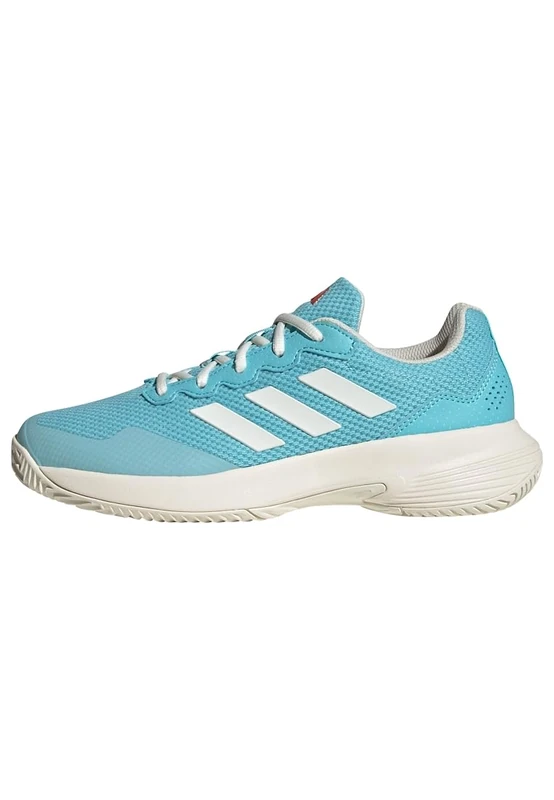 adidas Women's Gamecourt 2.0 Tennis Shoes, Light Aqua/Off White/Bright Red, 9 UK