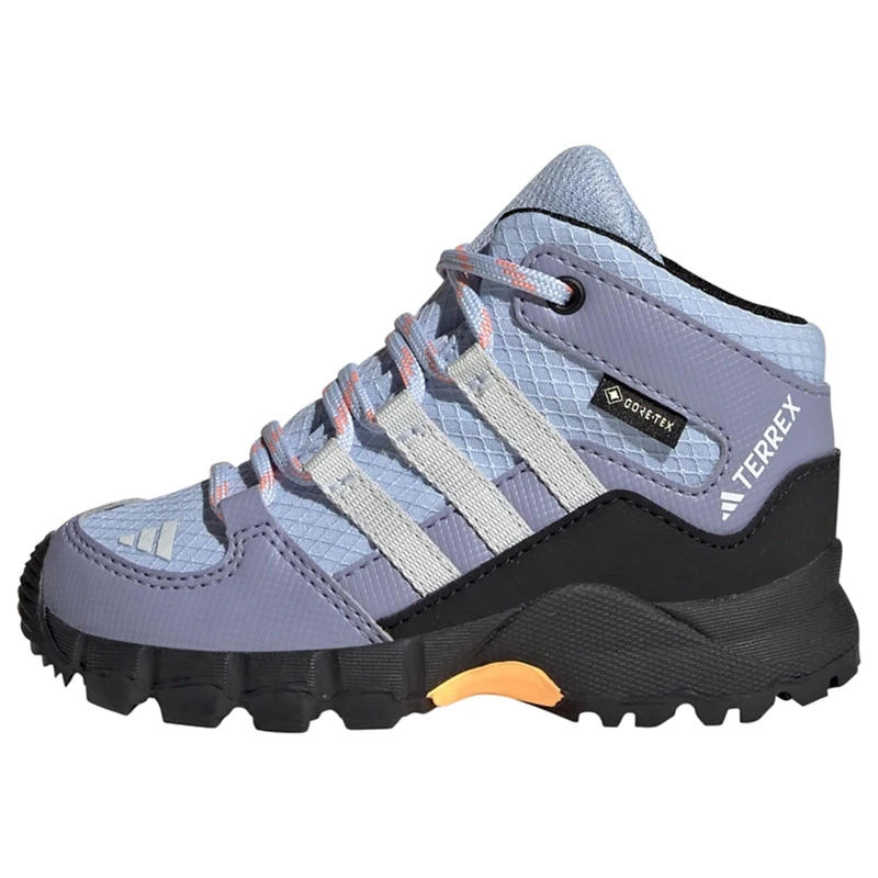 adidas Unisex Baby Terrex Mid Gore-TEX Hiking Shoes, Blue Dawn/Grey/Solar Gold, 3 UK Child