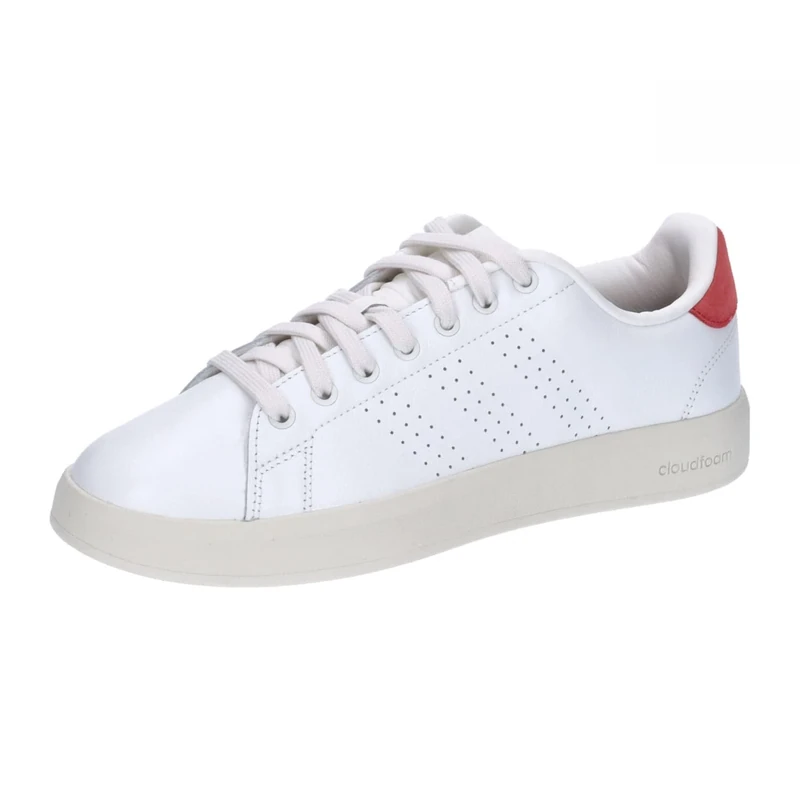 adidas Men's Advantage Premium Leather Shoes, core White/core White/Bright red, 10.5 UK