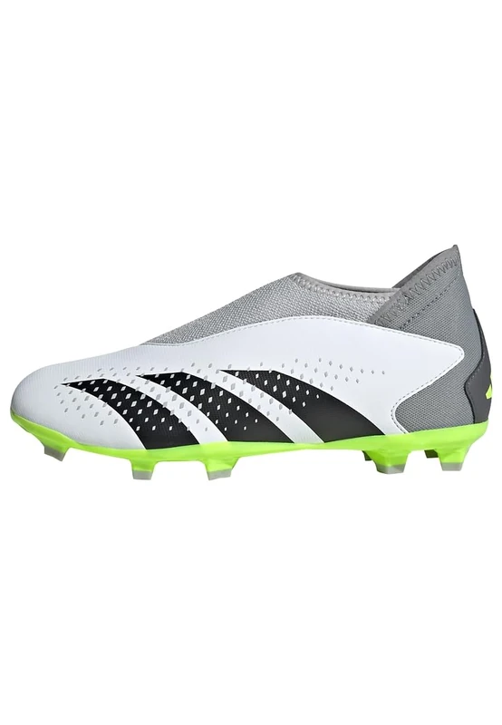 adidas Unisex Accuracy.3 Laceless Firm Ground Boots, Cloud White/Core Black/Lucid Lemon, 10.5 UK Child