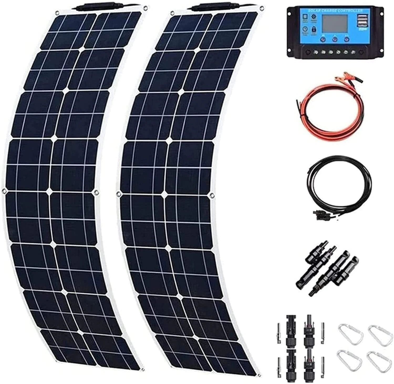 GEHPYYDS 400W 600W 800W 1200W Flexible Solar Panel System Kit,Monocrystalline Solar Panel Photovoltaic Module for 12-24V Battery Charging, with 40A Charge Controller,for Home, Camping,400W