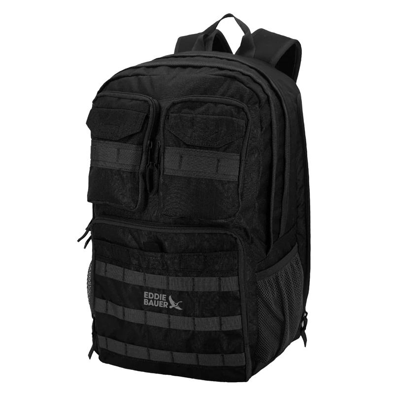 Eddie Bauer Cargo Backpack 30L Access Computer Sleeve and Dual Mesh Side Pockets, Black