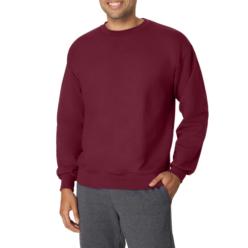 Hanes Men's Ultimate, Schweres Fleece Sweatshirt, Crewneck Pullover für Herren, Burgundy, XXL