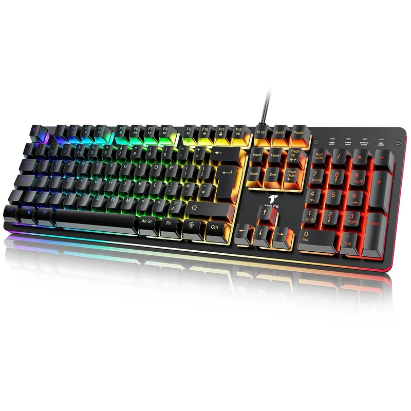 TECURS Gaming Keyboard Wired, RGB Backlit, Customizable Actuation, Anti Ghosting Silent Keyboard, 105 Keys Full Size Ergonomic Waterproof Keyboard for PC Gamers, QWERTY Layout