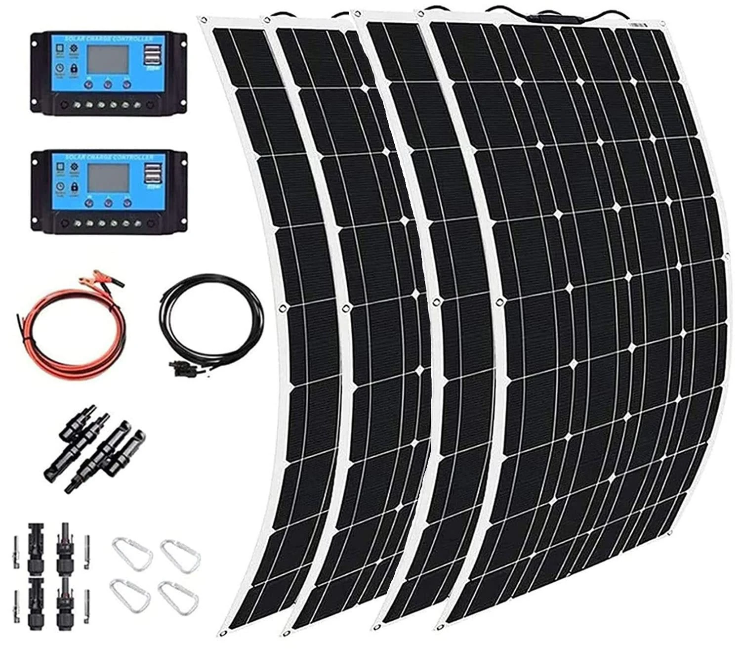 GEHPYYDS 400W 600W 800W 1200W Flexible Solar Panel System Kit,Monocrystalline Solar Panel Photovoltaic Module for 12-24V Battery Charging, with 40A Charge Controller,for Home, Camping,1200W