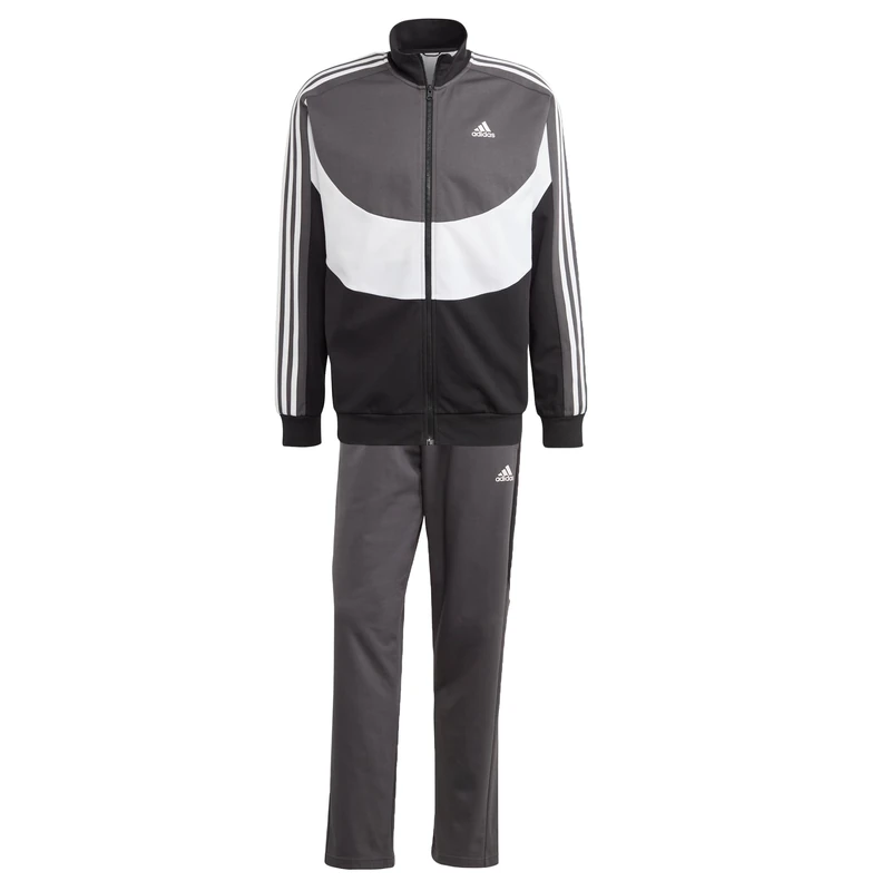 adidas Men's Colorblock Track Suit, Black/White/Grey Six, S