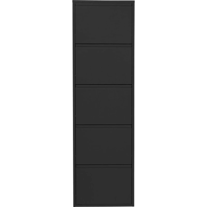 KARE Design Shoe Container Caruso 5 Black, Steel, 5 Tipping Compartments, Space for 10 Pairs of Shoes, Slim, Space-Saving, Storage Space, Hallway, Floor, 173x50x15 cm (H/W/D)