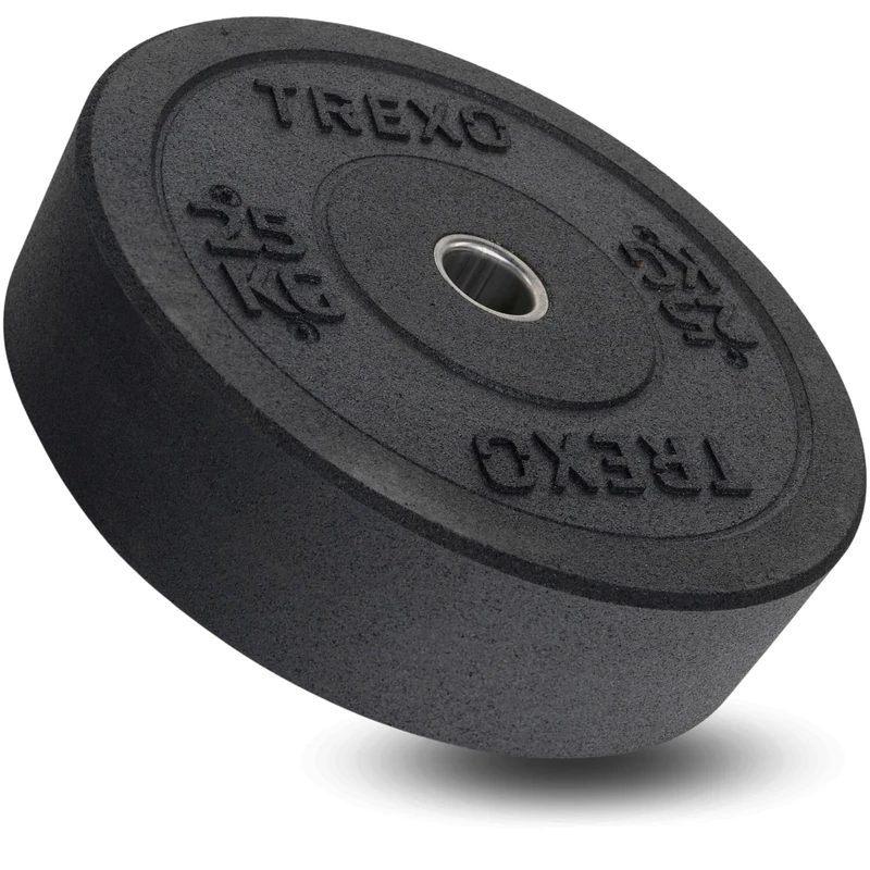 TREXO Olympic Bumper 25 kg Weight Plate Rubberised Material for Barbell 50 mm Diameter Durable Fitness Disc Strength Training Crossfit