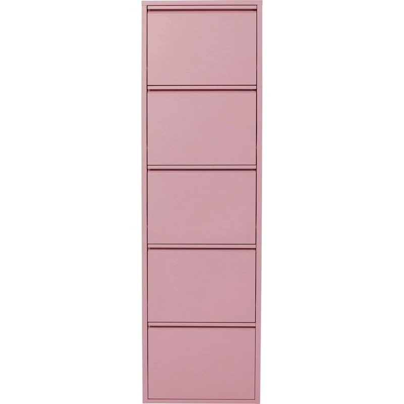 KARE Design Shoe Container Caruso 5, Rose, Steel, 5 Tipping Compartments, Space for 10 Pairs of Shoes, Slim, Space-Saving Cabinet, Storage, Organizer for Hallway, 170x50x15 cm (H/W/D)