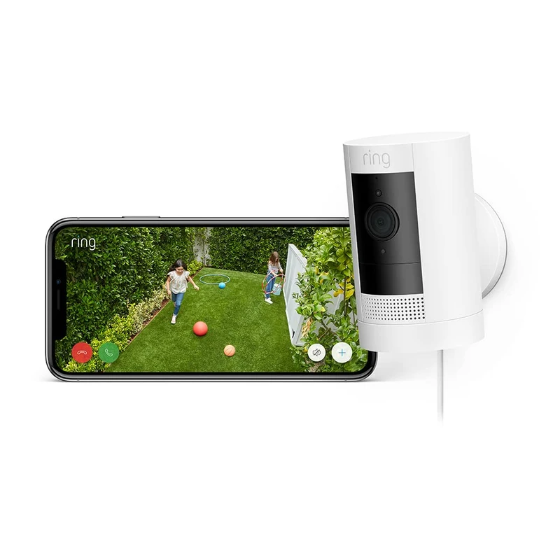 Ring Outdoor Camera Plug-In (Stick Up Cam) | HD outdoor Security Camera with 1080p video, Two-Way Talk, Wifi, Works with Alexa | alternative to CCTV system | 30-day free trial of Ring Home