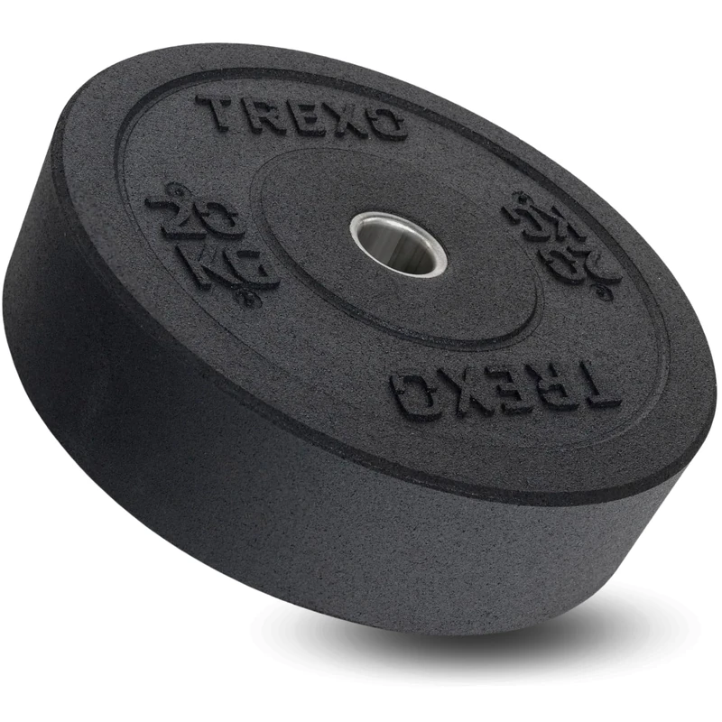 TREXO Olympic Bumper 20 kg Weight Plate Rubberised Material for Barbell 50 mm Diameter Durable Fitness Disc Strength Training Crossfit