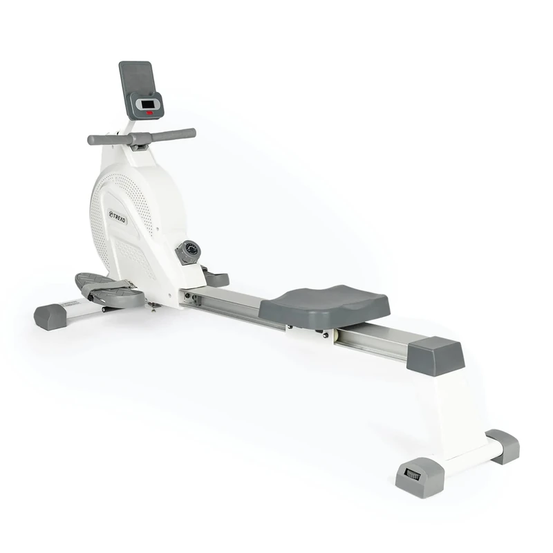 TREXO RM100 Rowing Machine with Magnetic Resistance System 1-16 Weighted Flywheel 3.5 kg Display Sturdy Construction Ergometer Rowing Trainer White