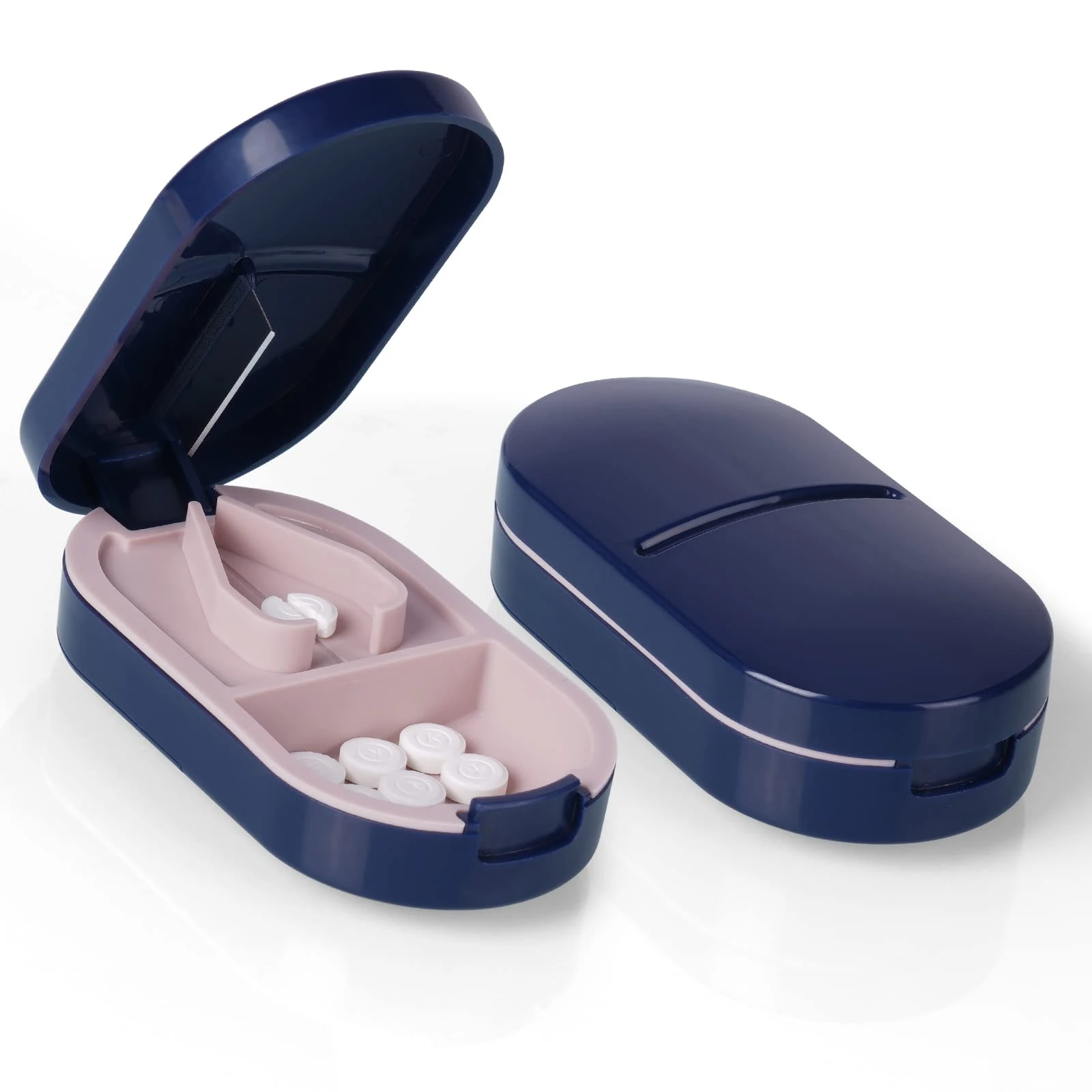 ACWOO Small Pill Tablet Cutter, Portable Pill Splitter for Small and Large Pills Cut in Half Quarter, Cutting & Storage 2 in 1 Tablet Pill Dispenser per Elderly, Child, Dog, Cat, Pet, Travel (B)