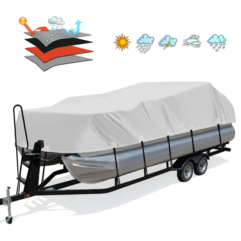 Solim Trailerable 800D PU Boat Tarpaulin Boat Tarpaulin Waterproof 6.5-7.8 m Tarpaulin Cover Oxford Polyester UV Resistant Boat Tarpaulin Boat Tarpaulin with 14 Straps