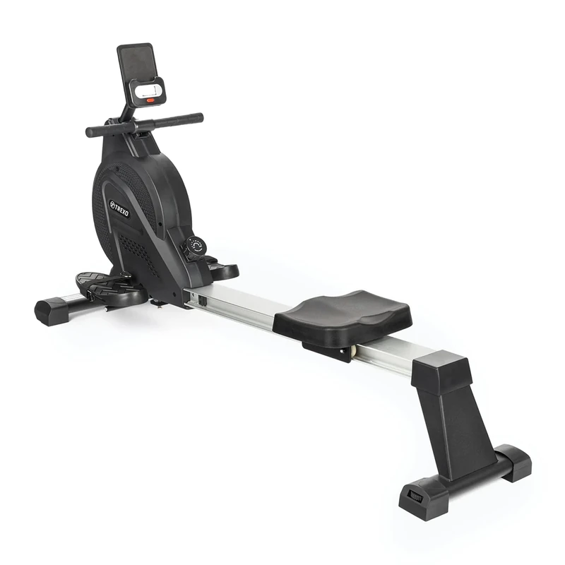 TREXO RM100 Rowing Machine with Magnetic Resistance System 1-16 Flywheel 3.5 kg Weight Display Sturdy Construction Ergometer Rowing Trainer Black