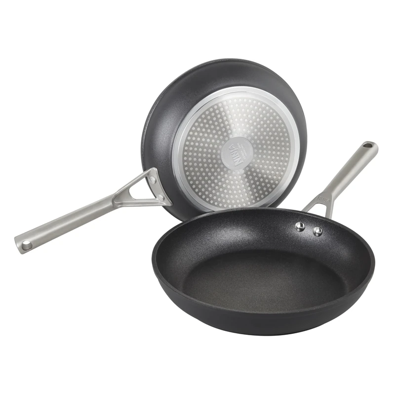 Ninja ZEROSTICK Premium Cookware 2-Piece Frying Pan Set, 24cm and 28cm Frying Pans Long Lasting, Non-Stick, Hard Anodised Aluminium, Oven Safe to 260°C, Grey, C32000UK