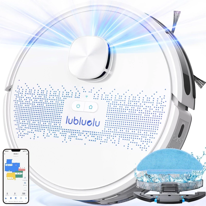 Lubluelu Robot Vacuum Cleaner with Mop 4000Pa, 2 in 1 Robot Vacuum, Lidar Navigation,5 Real-Time Mapping,10 No-go Zones,Wifi/App/Alexa,Robotic Vacuum Cleaner for Pet Hair, Carpet, Hard Floor(White)
