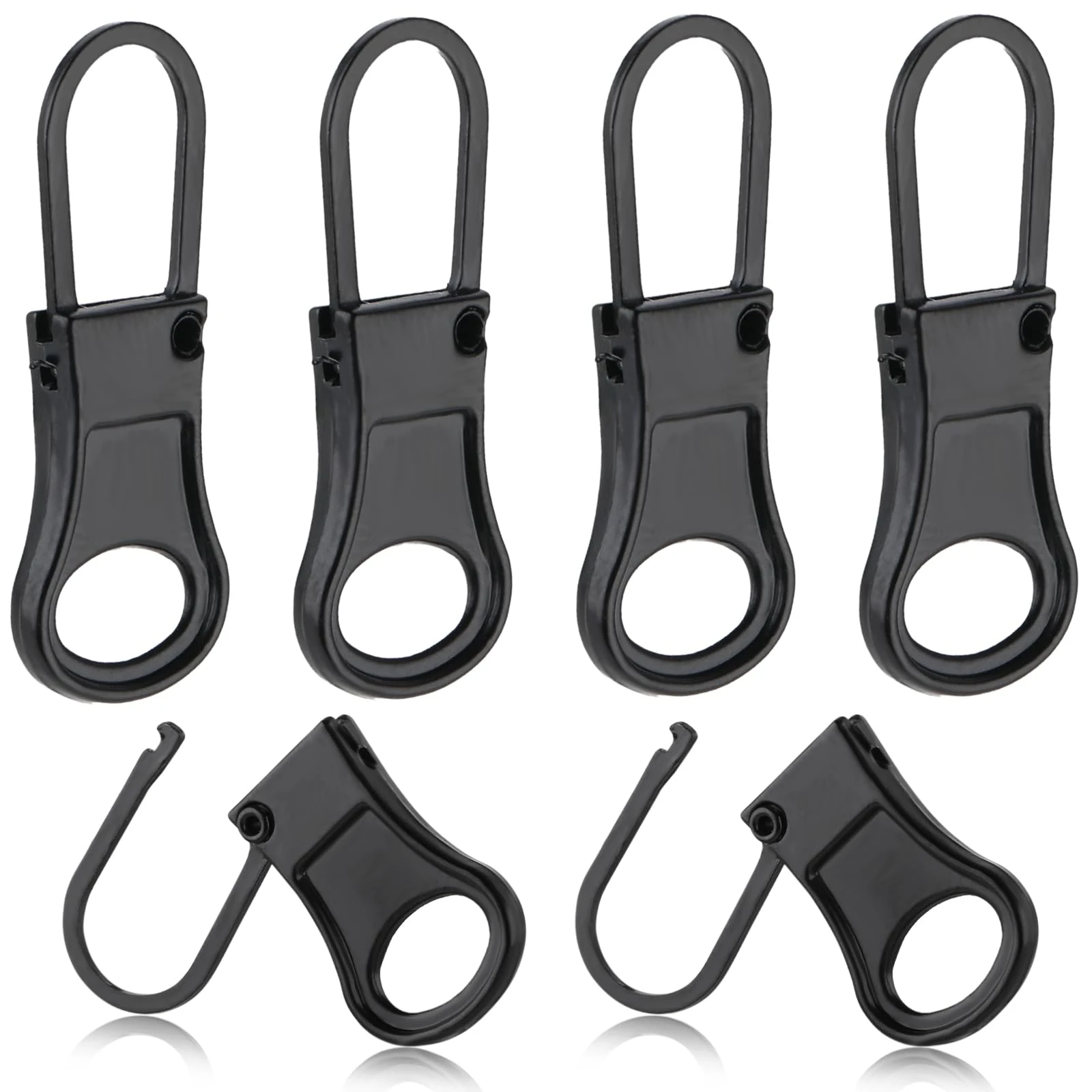 Ouligay 6pcs Replacement Zipper Pull Tabs - Detachable Metal Extender and Repair Kit for Jackets, Jeans, Pants, Coat, Backpacks, Luggage, Suitcase, Purse