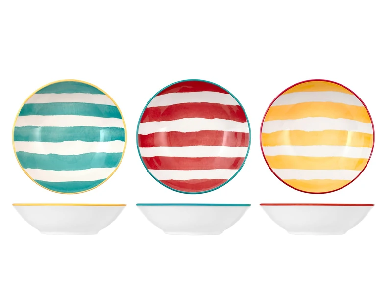 H&H Mix&Match 20.5cm Stoneware Soup Plates Set of 12 Assorted Colours